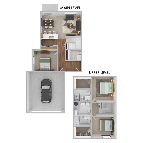 Floor plan for 2 beds, 2.5 baths, 1550 sqft